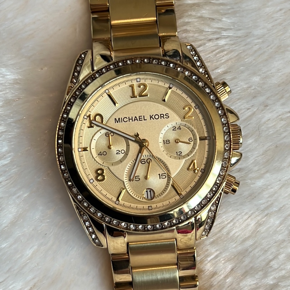 Michael Kors gold and rhinestones MK 5166 watch - Picture 1 of 6
